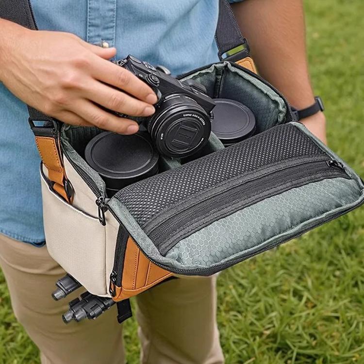QISEMIAN Crossbody Camera Bag Water-Resistant Sling Messenger Bag With Tripod Mount & Luggage Strap, XK0042 Orange, XK0042 Green