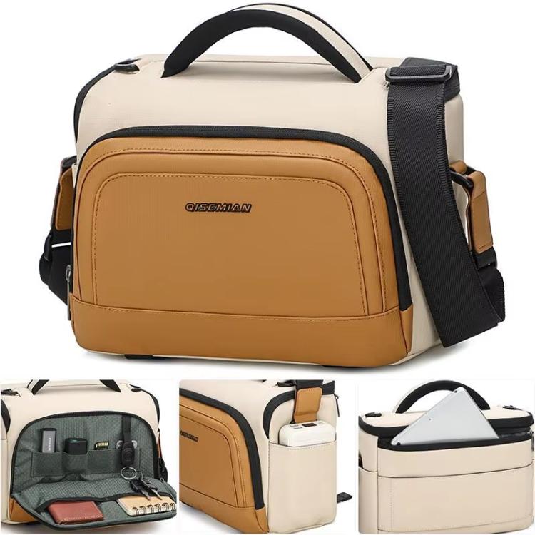 QISEMIAN Crossbody Camera Bag Water-Resistant Sling Messenger Bag With Tripod Mount & Luggage Strap, XK0042 Green, XK0042 Orange