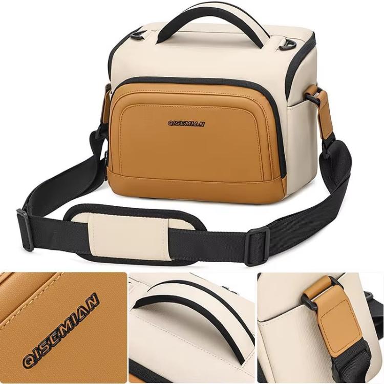 QISEMIAN Crossbody Camera Bag Water-Resistant Sling Messenger Bag With Tripod Mount & Luggage Strap, XK0042 Green, XK0042 Orange