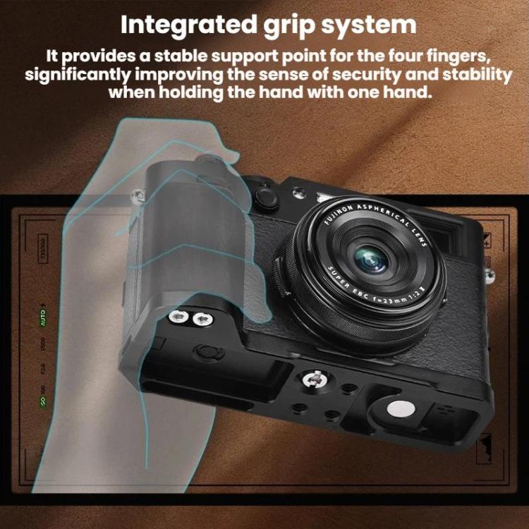 For Fujifilm X100VI Flymile Camera L-Shaped Handgrip With Cold Shoe Thumb Rest Bracket, For Fujifilm X100VI Silver Walnut, For Fujifilm X100VI Black Ebony