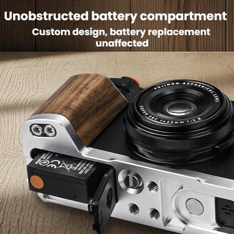 For Fujifilm X100VI Flymile Camera L-Shaped Handgrip With Cold Shoe Thumb Rest Bracket, For Fujifilm X100VI Silver Walnut, For Fujifilm X100VI Black Ebony