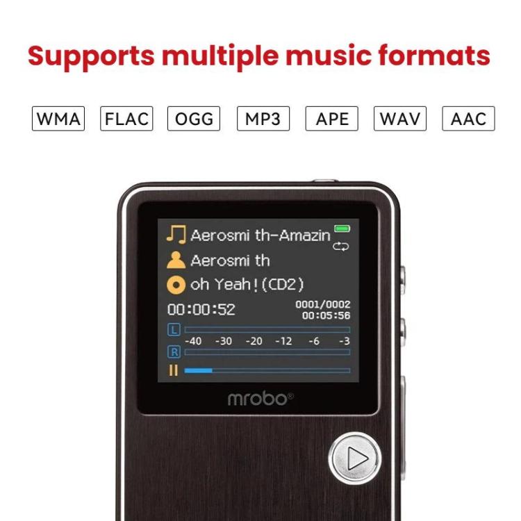 Mrobo HiFi Music Player With DAC Chip - 1.77-Inch Color Screen, Scroll Wheel Control, Supports Lossless Audio & AMV Video, 8GB, 16GB, 32GB, 64GB