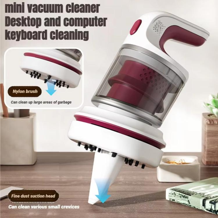 Mini Desktop Vacuum Cleaner 2-Speed USB Rechargeable, for Eraser Shavings & Keyboard Dust with Brush Nozzle