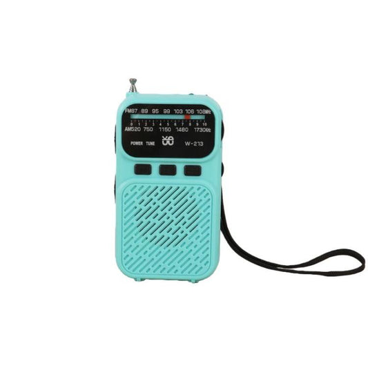 W-213 FM/AM Pointer Dual-Power Radio Portable Clip-On Radio With Flashlight