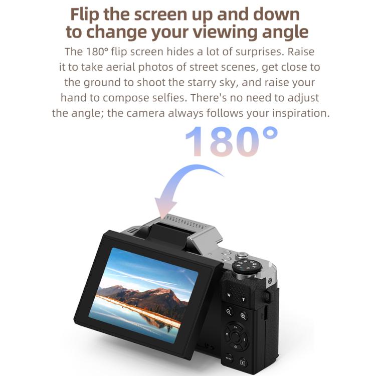 D27 4K Vlogging Camera 64MP Photo, 6x Optical Zoom, 180-Degree Flip Screen & WiFi Connectivity, D27 Black, D27 Brown
