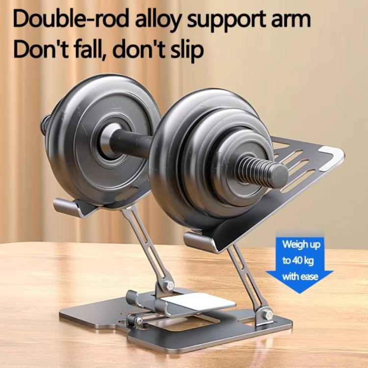 2-In-1 Foldable Laptop Tablet Stand Riser With Phone Holder, Strip Black, Strip Silver