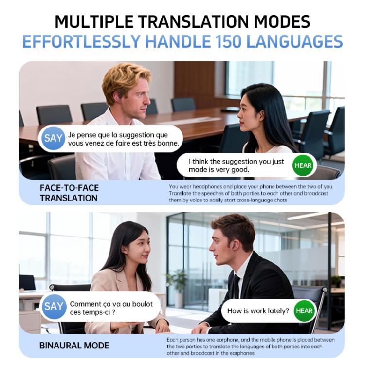 X56 156 Languages AI Smart Translation Earphones Wireless 6.0 Over-Ear Bluetooth Earphones