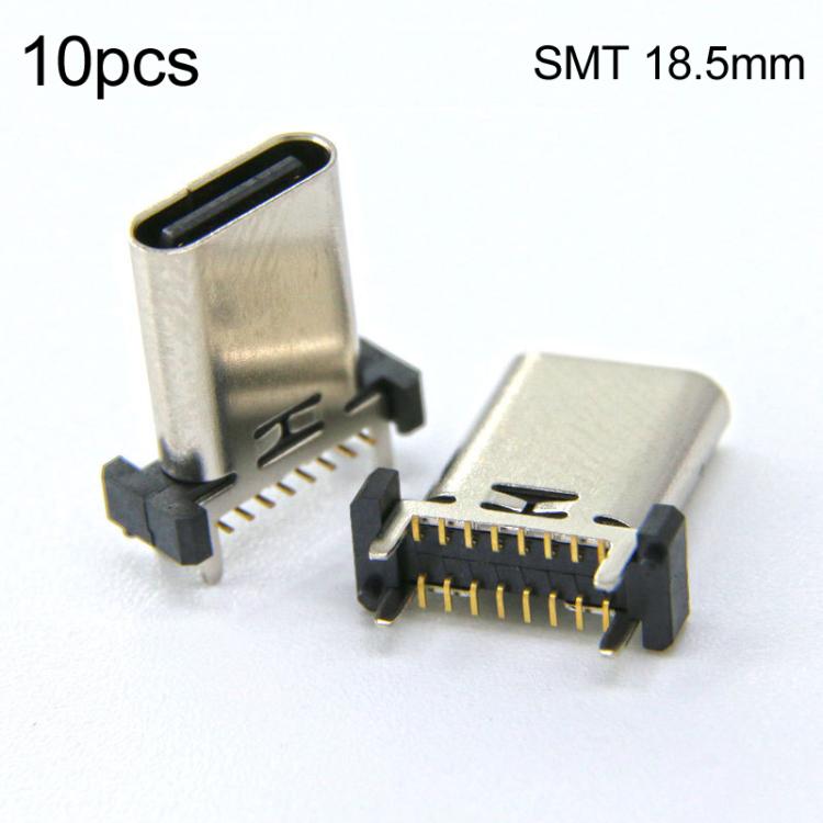 10pcs 16-Pin USB Type-C Female Connector PD Fast Charge Port, TH 9.3mm, TH 10.0mm, TH 10.5mm, TH 13mm, TH 13.7mm, TH 15mm, TH 16.5mm, TH 17.5mm, TH 18.5mm, SMT 9.3mm, SMT 13.0mm, SMT 13.7mm, SMT 15.0mm, SMT 17.5mm, SMT 18.5mm