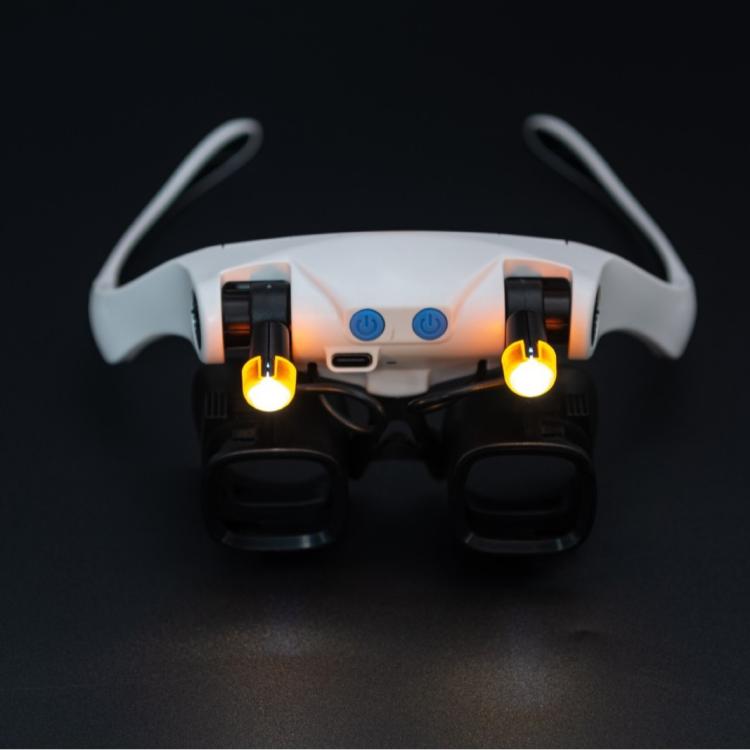 USB Rechargeable Headband Magnifier With 5 Interchangeable Lens Pairs 2X 4X 6X 10X 13X And Dual LED Lights, RJS223-21SXC