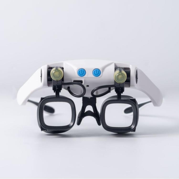 USB Rechargeable Headband Magnifier With 5 Interchangeable Lens Pairs 2X 4X 6X 10X 13X And Dual LED Lights, RJS223-21SXC