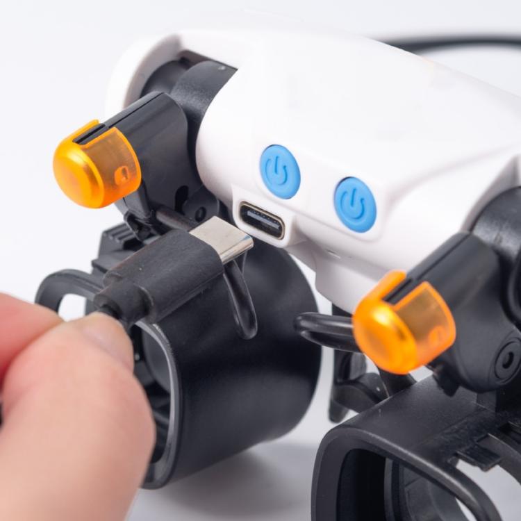 USB Rechargeable Headband Magnifier With 5 Interchangeable Lens Pairs 2X 4X 6X 10X 13X And Dual LED Lights, RJS223-21SXC