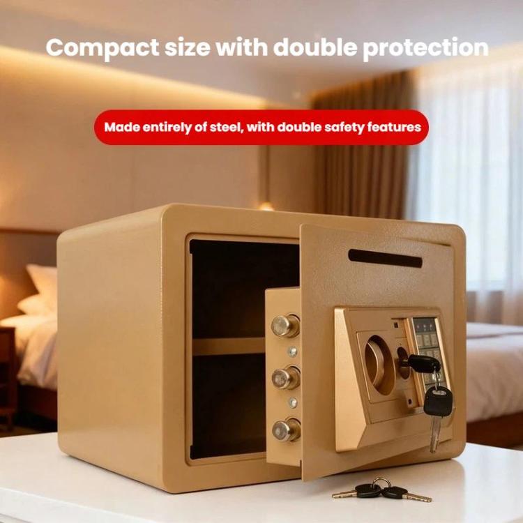 Wall-Mounted Small Steel Safe With Anti-Theft Plate Password Storage Safe, Black With Money Drop Slot, Gold With Money Drop Slot, Black No Money Drop Slot, Gold No Money Drop Slot