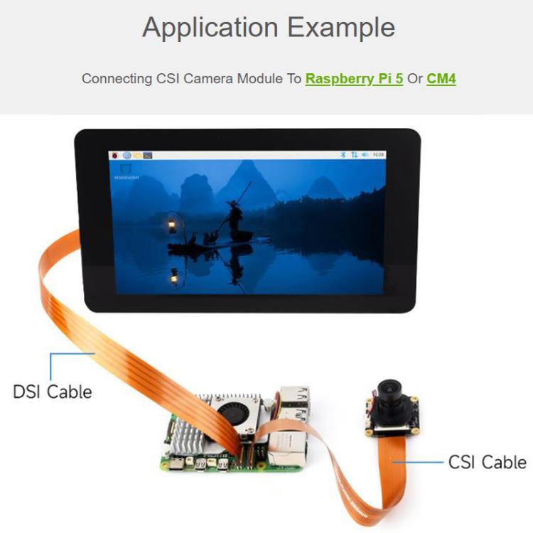 For Raspberry Pi 5 CSI FPC Flexible Cable 22Pin To 15Pin For CSI Camera Modules, Waveshare 25920