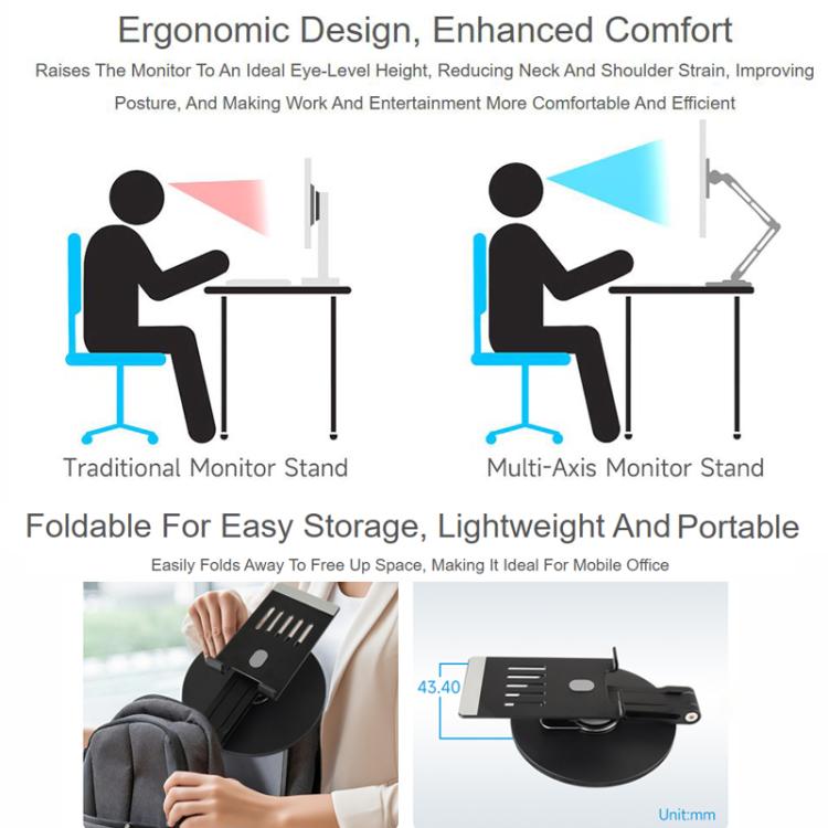 WAVESHARE Portable Monitor Adjustable Stand, Compatible with 4-18.5 inch Monitors, 4-18.5 inch Monitors