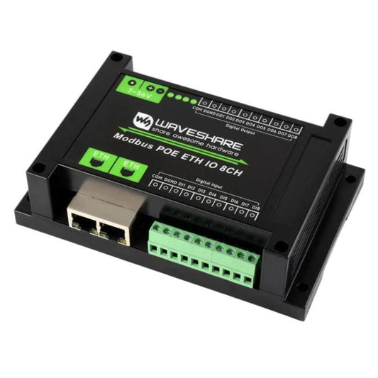 Industrial 8-Ch Ethernet Digital Input / Output Module Modbus RTU / TCP Protocol, Supports PoE Power Supply, 33917