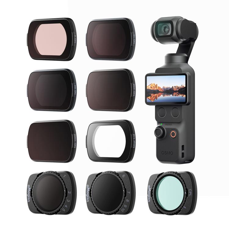 For DJI Osmo Pocket 4 / 3 aMagisn Magnetic Lens Filter, Adjustable CPL, VND  1-5 Stop, VND 6-10 Stop, Black Mist 1/4, ND1000