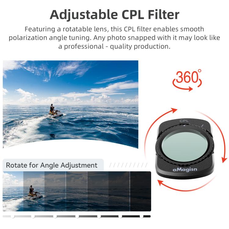 For DJI Osmo Pocket 4 / 3 aMagisn Magnetic Lens Filter, Adjustable CPL, VND  1-5 Stop, VND 6-10 Stop, Black Mist 1/4, ND1000