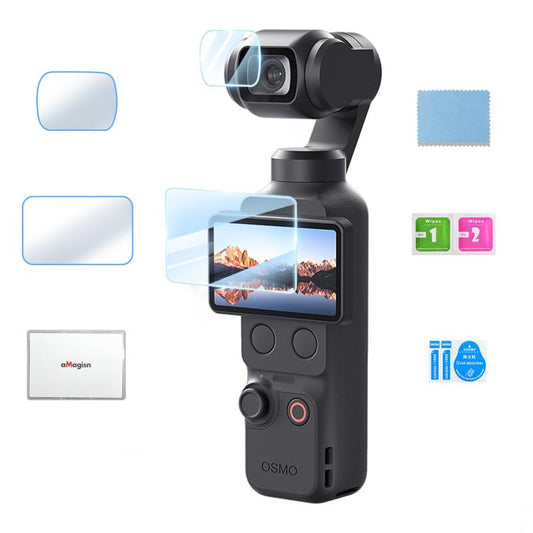For DJI Osmo Pocket 4/3 aMagisn Screen Protector 9H Tempered Glass Lens & Screen Protective Film, 1+1 Pack, 2+2 Pack