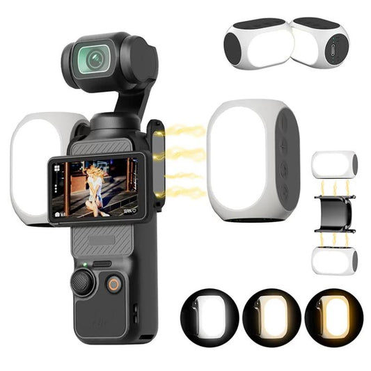 For DJI Osmo Pocket 4/3 Magnetic Fill Light 3 Color Modes Portable Rechargeable Vlog Video Light, 2pcs /Pack