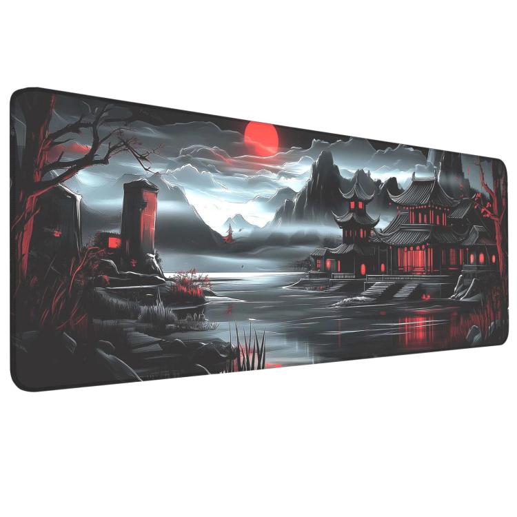 Stain-Resistant Ancient Landscape Mouse Pad, E-Sports Gaming Keyboard Desk Mat, 30 x 80 x 0.2cm, 30 x 80 x 0.3cm, 40 x 90 x 0.2cm, 40 x 90 x 0.3cm