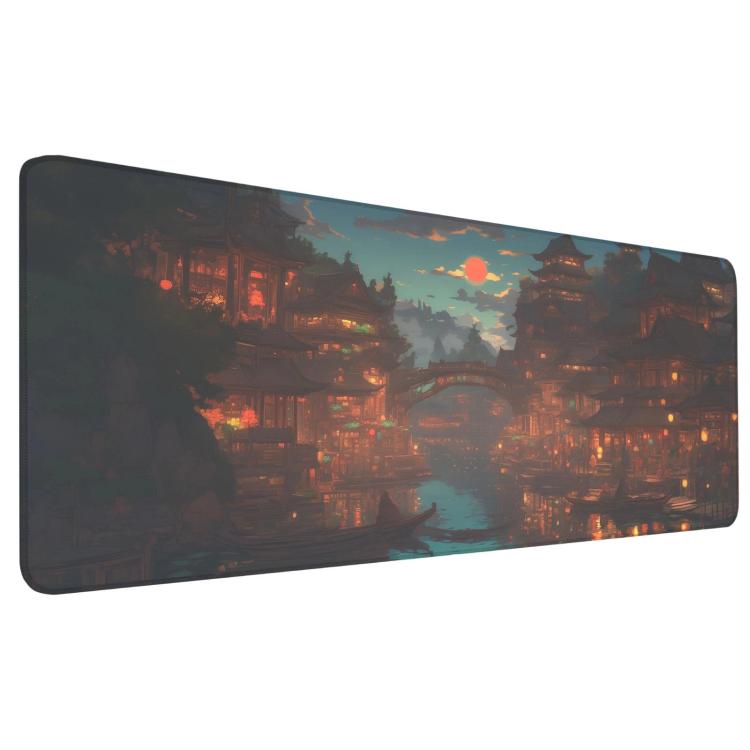 Stain-Resistant Ancient Landscape Mouse Pad, E-Sports Gaming Keyboard Desk Mat, 30 x 80 x 0.2cm, 30 x 80 x 0.3cm, 40 x 90 x 0.2cm, 40 x 90 x 0.3cm