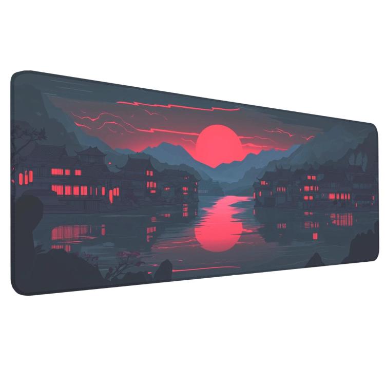 Stain-Resistant Ancient Landscape Mouse Pad, E-Sports Gaming Keyboard Desk Mat, 30 x 80 x 0.2cm, 30 x 80 x 0.3cm, 40 x 90 x 0.2cm, 40 x 90 x 0.3cm