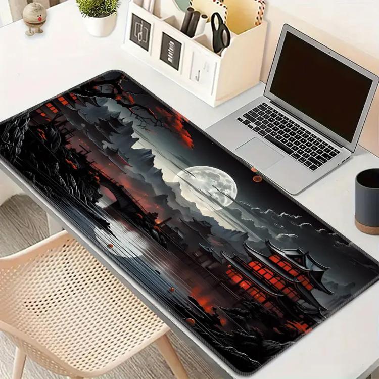 Stain-Resistant Ancient Landscape Mouse Pad, E-Sports Gaming Keyboard Desk Mat, 30 x 60 x 0.2cm, 30 x 60 x 0.3cm, 30 x 70 x 0.2cm, 30 x 70 x 0.3cm
