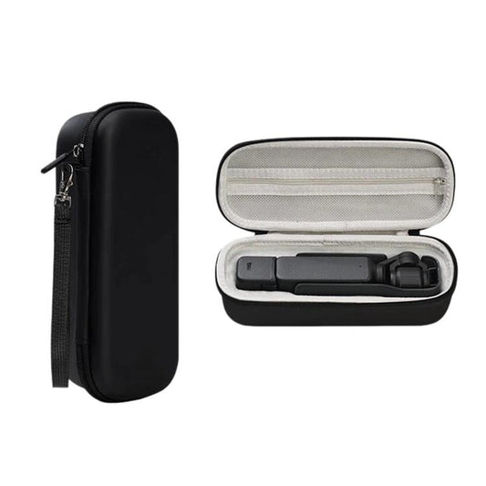 For DJI Osmo Pocket 3 Standalone & Essential Accessories Hard Carrying Case PU Leather Storage Bag with Wrist Strap