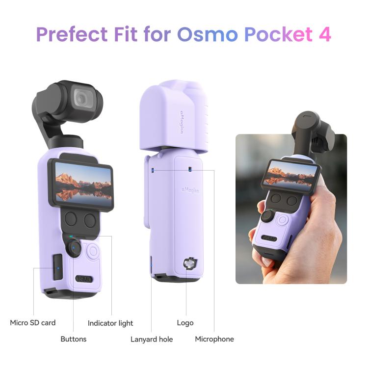 For DJI Osmo Pocket 4 AMagisn Multi-Color Silicone Protective Case Full Body Sleeve Precision Cutout Anti-Scratch Skin