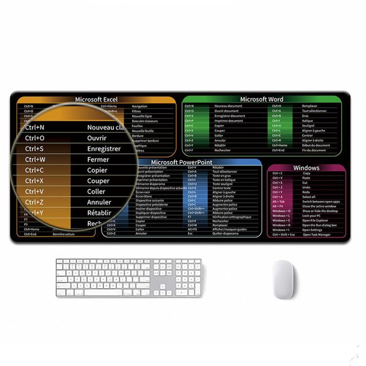 Large Shortcut Keys Mouse Pad Multi-Language Options Available Fray-Free Stitched Edges Keyboard Pad, 400x800x2mm, 400x800x3mm, 400x900x2mm, 400x900x3mm