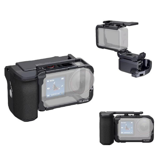 For DJI Action 6 TELESIN Street Photography Grip Set Aluminum Alloy Camera Cage Hand Grip Rig, For DJI Action 6