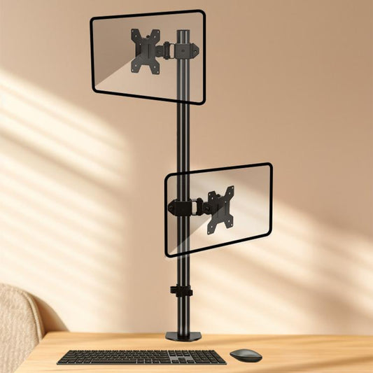 Dual-screen Monitor Mount No-drill Rotating Stand Height Adjustable Base, ZX-MT028