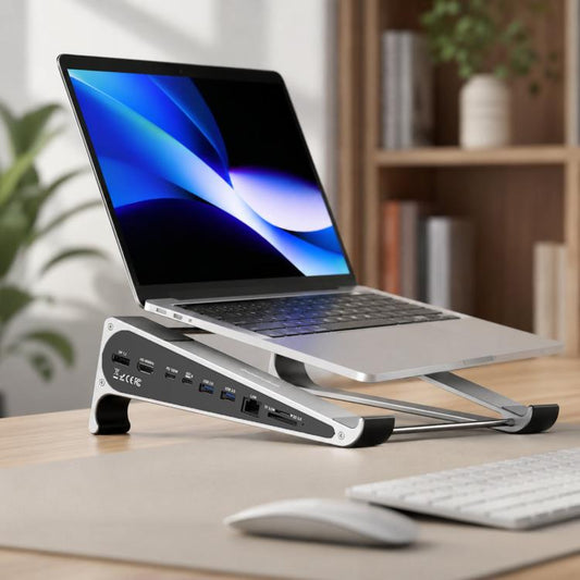 TYPE-C Laptop / Tablet Stand With USB 3.0 Expansion Dock, 9 in 1 Expansion/Triple Display/Ethernet Port, 8 in 1 Expansion/Ethernet Port, 8 in 1 Expansion