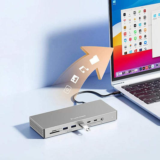 16 In 1 Laptop Quad-Screen Display Expansion Dock Type-C 3.2 Hub, HDMI x 2+DP, DP x 2+HDMI