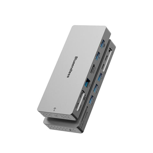 Blueendless Desktop Type-C Docking Station With 4K 60Hz Gigabit Ethernet USB 3.2 Ports, 14 in 1 Gray
