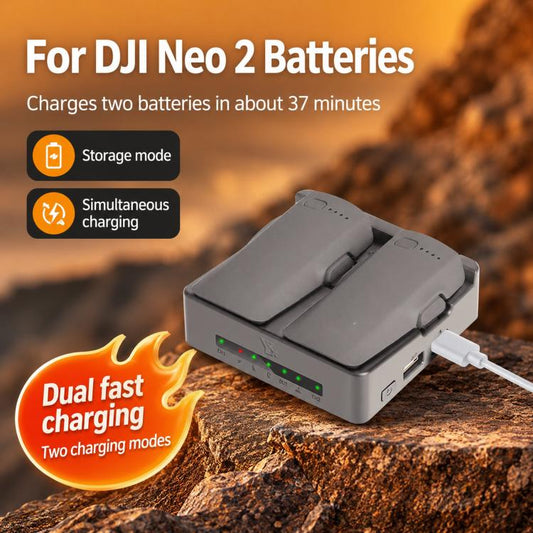 For DJI Neo 2 YX PD 45W Parallel Charger 2-Way Fast Charging Hub with Battery Storage Mode, 2-Way Flat