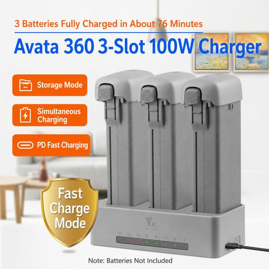 For DJI Avata 360 YX PD 100W Parallel Charger 3-Way Fast Charging Hub With Battery Storage Mode, 3-Way