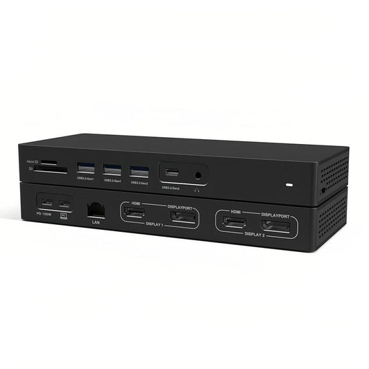 Blueendless Dual HDMI/DP Gigabit Expansion Dock With USB 3.2 Split Cable For Triple Display Expansion, 14 in 1