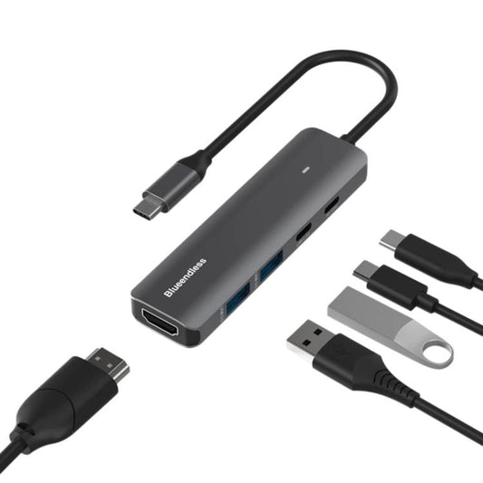 Blueendless HDMI 4K 60Hz Converter Type-C Dock, 5 in 1 USB 3.0 x 2)