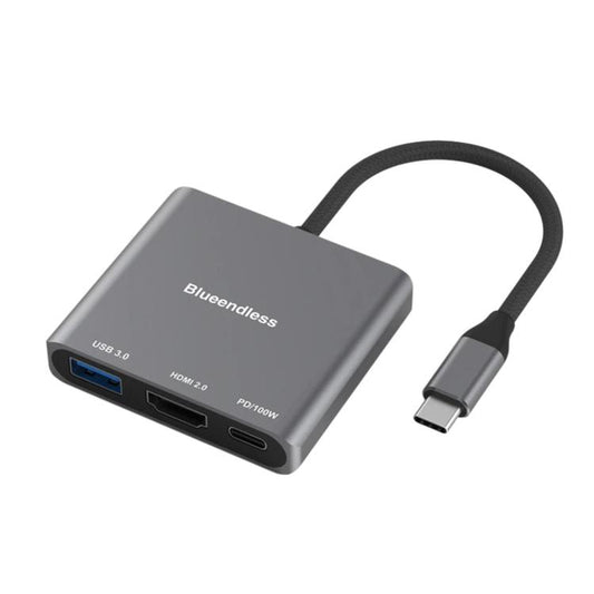 Blueendless 3 In 1 Type-C Docking Station To HDMI 4K/60Hz Laptop USB 3.0 Converter, 3 in 1
