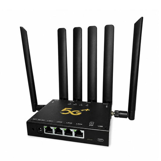 International Version 5G CPE Industrial Router Dual Mode SA / NSA Gigabit Cellular Gateway With 6 Antennas, EU Plug, CP905