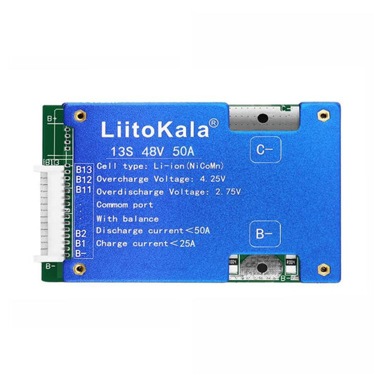 LiitoKala BMS 13-cell Lithium Battery Protection Board, 13S-48V 50A