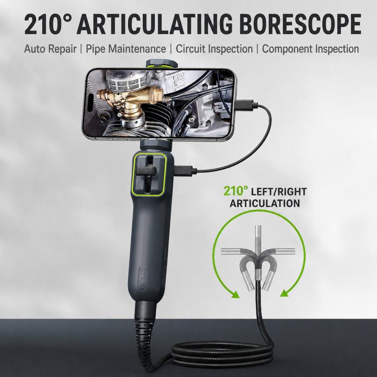 ANYKIT AD100 360-Degree Rotatable Industrial Endoscope IP67 Waterproof HD Auto Repair Borescope, AD100