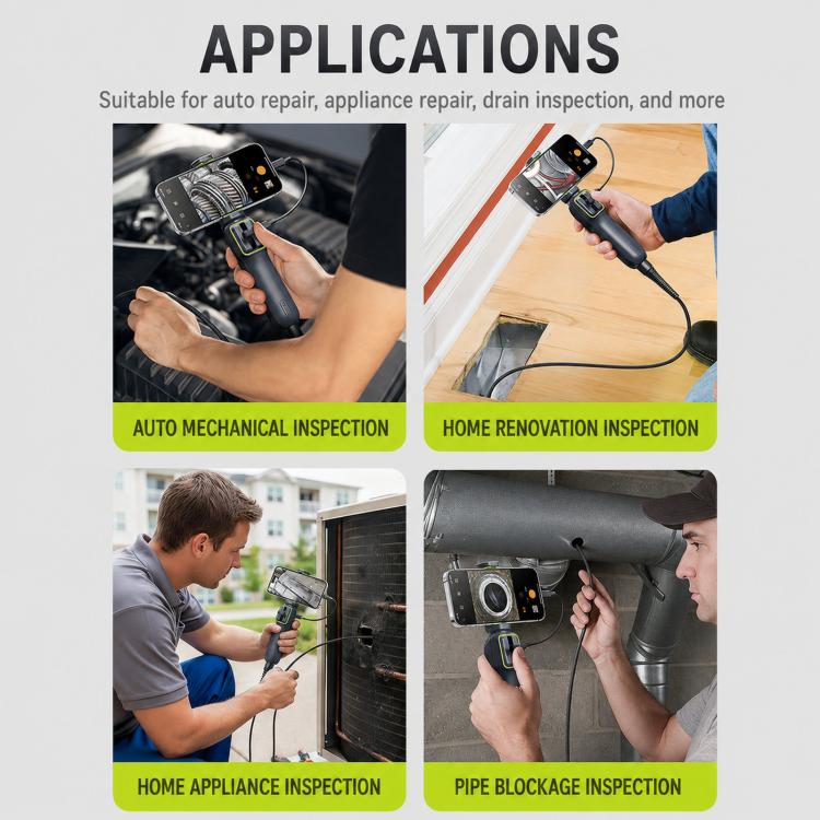 ANYKIT AD100 360-Degree Rotatable Industrial Endoscope IP67 Waterproof HD Auto Repair Borescope, AD100