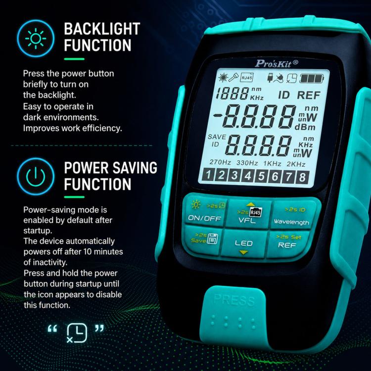 Multifunctional Optical Power Meter 4 In 1 Fiber Optic Tester, Proskit MT-7615-C 15nW, Proskit MT-7616-C 30nW