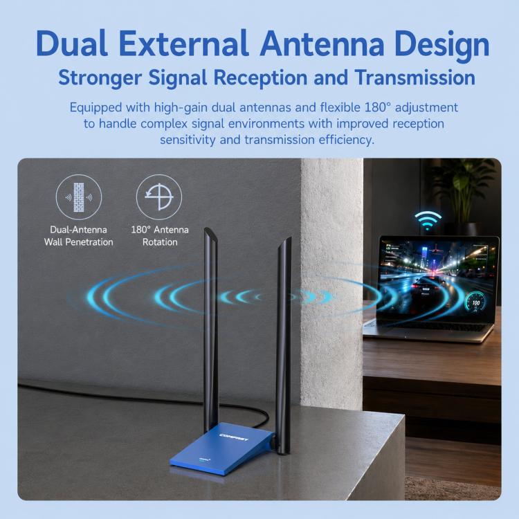 COMFAST CF-735BF WiFi 6 USB Adapter AX1800 Dual Band Wireless Network Card With Bluetooth 5.4, CF-735BF