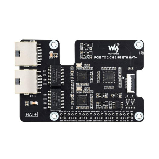 Waveshare PCIe TO 2-CH 2.5G ETH Adapter For Raspberry Pi 5 With Dual RTL8125 Chips, 34932