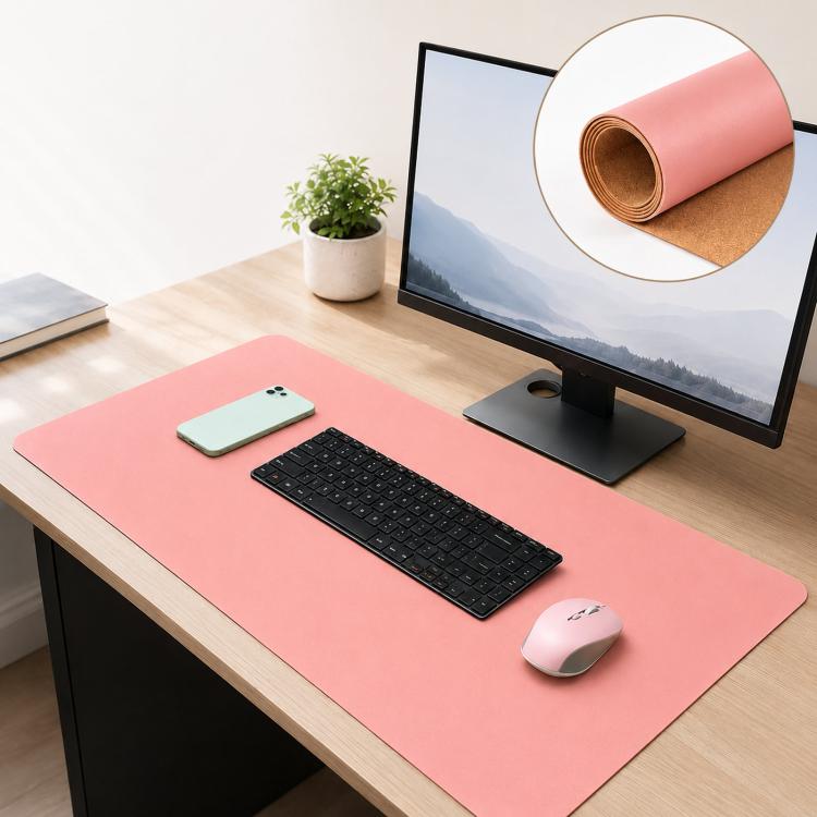 Dual-Sided Cork And Leather Desk Pad Reversible Large Desk Mat For Office And Home, 400 x 800mm, 300 x 600mm, 200 x 300mm, 180 x 220mm