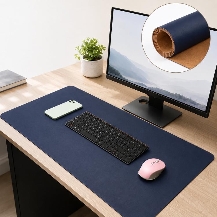 Dual-Sided Cork And Leather Desk Pad Reversible Large Desk Mat For Office And Home, 400 x 800mm, 300 x 600mm, 200 x 300mm, 180 x 220mm