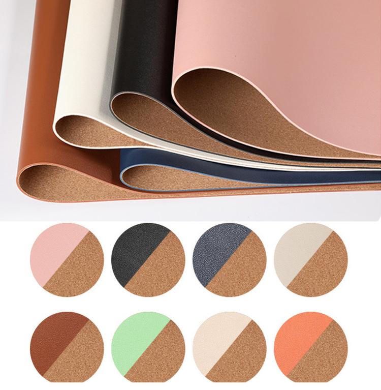 Dual-Sided Cork And Leather Desk Pad Reversible Large Desk Mat For Office And Home, 400 x 800mm, 300 x 600mm, 200 x 300mm, 180 x 220mm